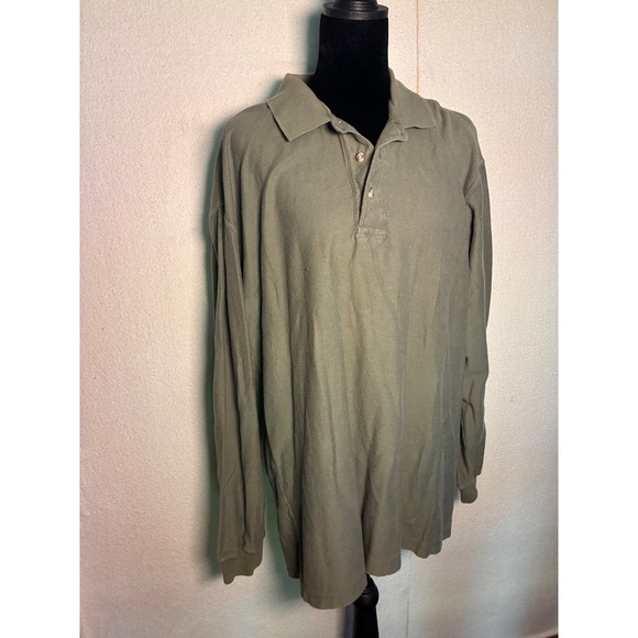 Wrangler Rugged Wear Other - Wrangler Rugged Wear Polo Mens L Green Excellent Long Sleeve Cotton RPLO6MS